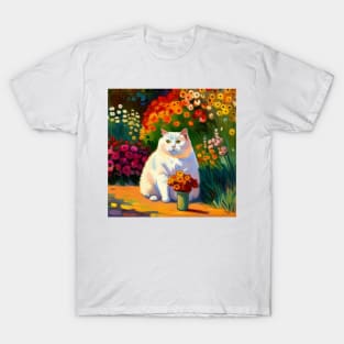 Great White Derp Cat in the garden T-Shirt